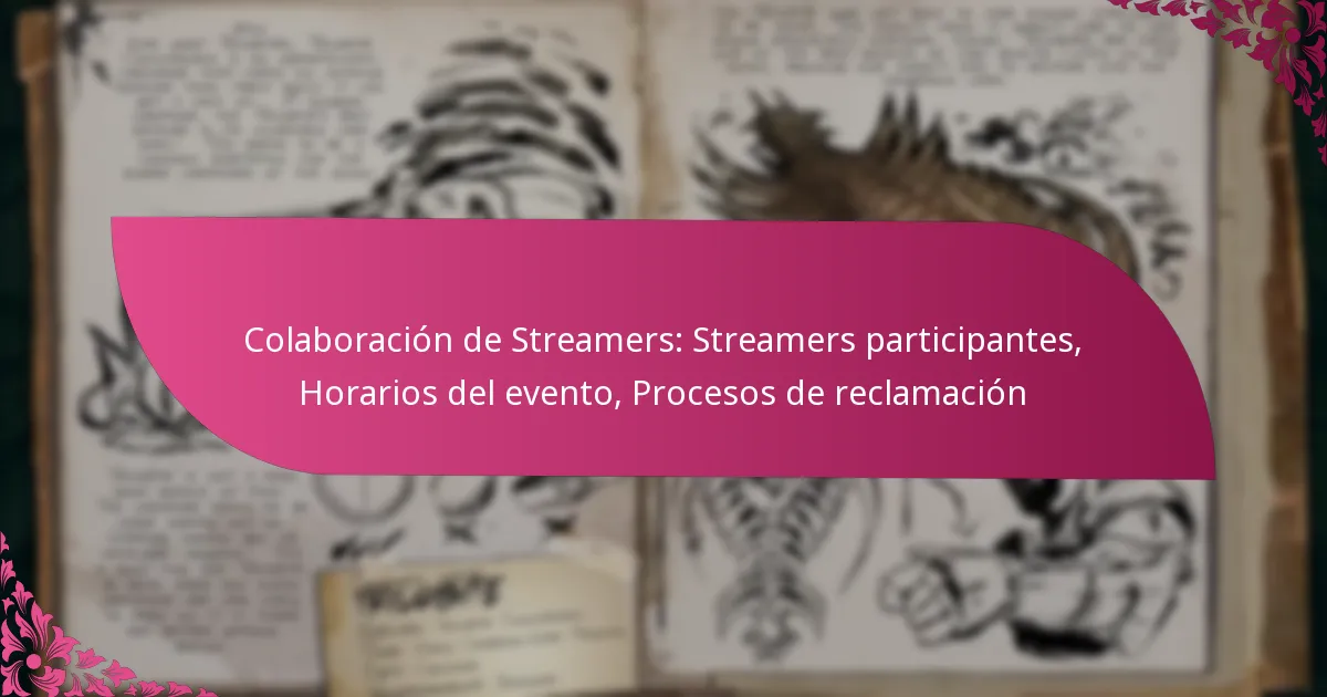 Colaboración de Streamers: Streamers participantes, Horarios del evento, Procesos de reclamación