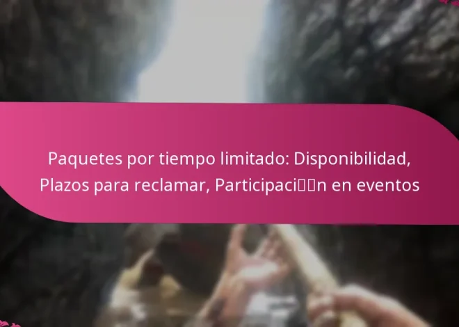 Paquetes por tiempo limitado: Disponibilidad, Plazos para reclamar, Participación en eventos