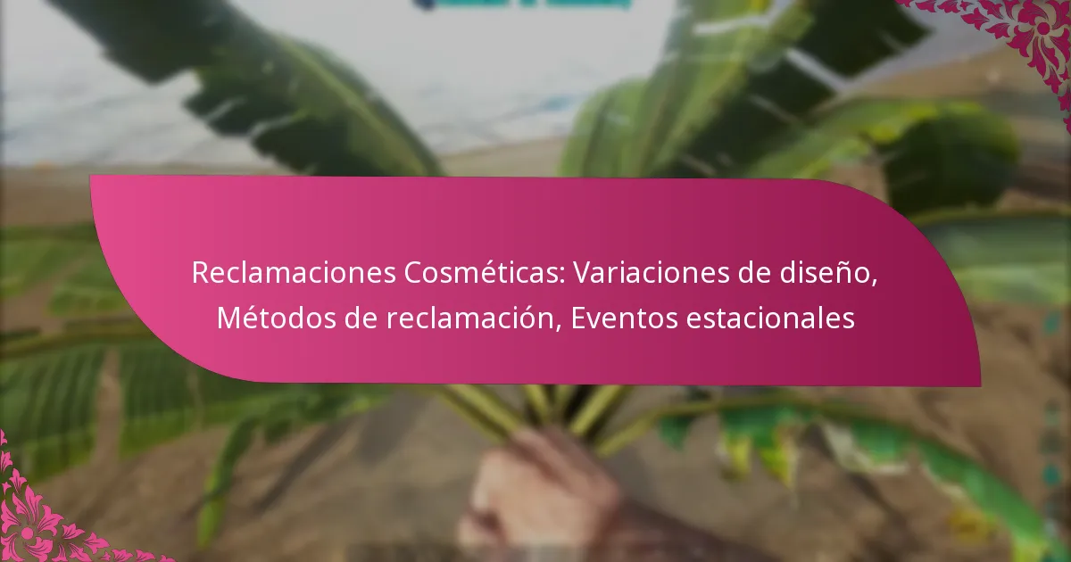 Reclamaciones Cosméticas: Variaciones de diseño, Métodos de reclamación, Eventos estacionales