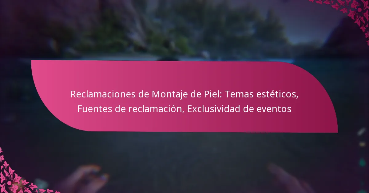 Reclamaciones de Montaje de Piel: Temas estéticos, Fuentes de reclamación, Exclusividad de eventos