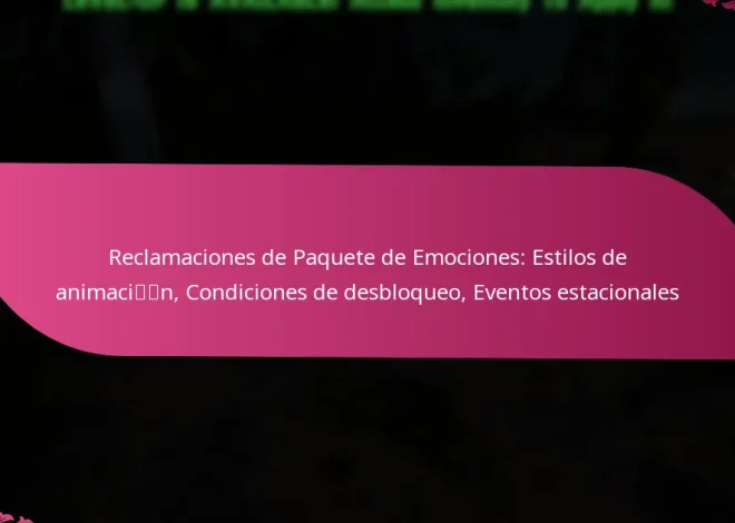 Reclamaciones de Paquete de Emociones: Estilos de animación, Condiciones de desbloqueo, Eventos estacionales