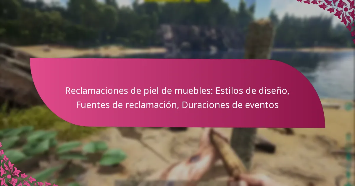 Reclamaciones de piel de muebles: Estilos de diseño, Fuentes de reclamación, Duraciones de eventos