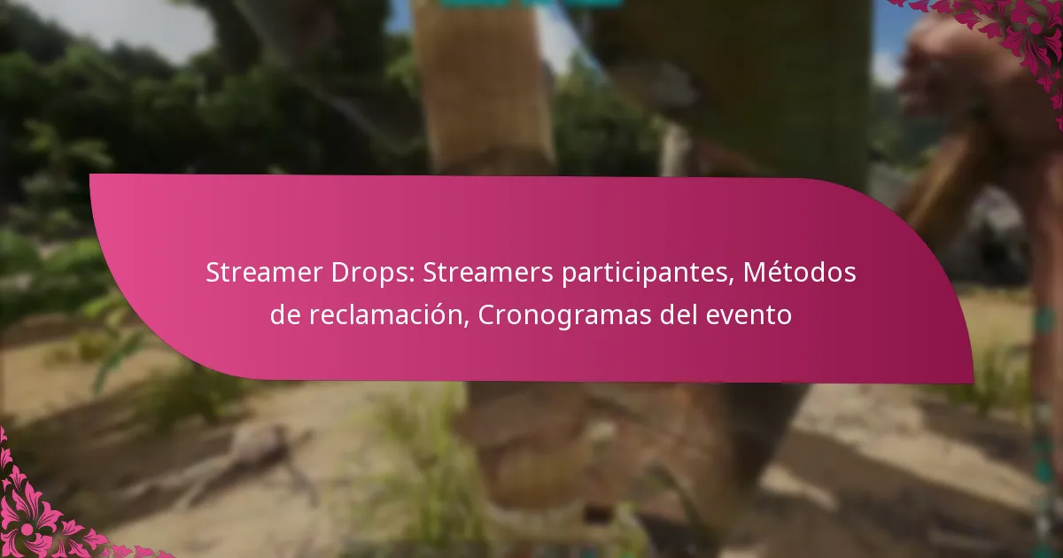 Streamer Drops: Streamers participantes, Métodos de reclamación, Cronogramas del evento